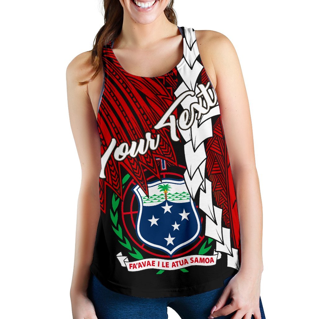 Samoa Polynesian Custom Personalised Women's Racerback Tank - Tribal Wave Tattoo Flag Color - Polynesian Pride