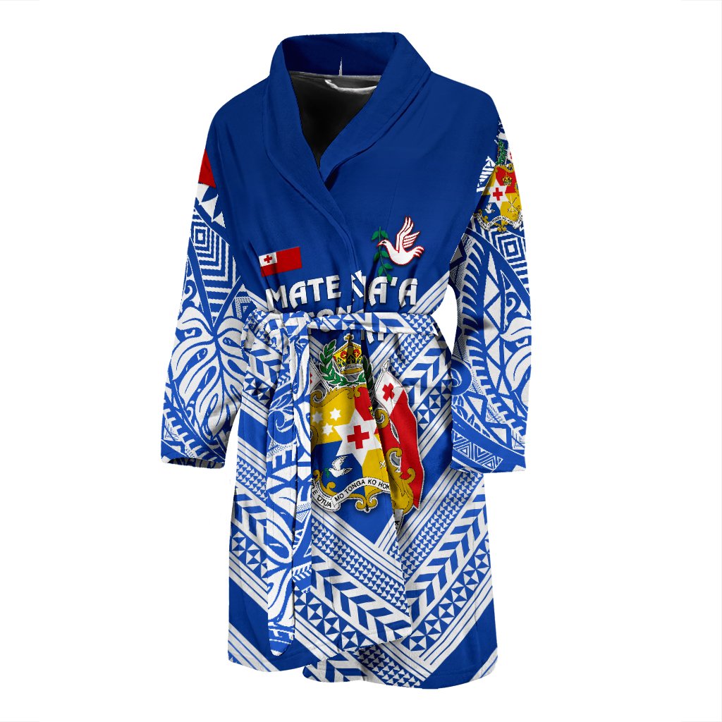 Mate Ma'a Tonga Rugby Men's Bath Robe Polynesian Creative Style - Blue Men's Bath Robe Universal Fit Blue - Polynesian Pride