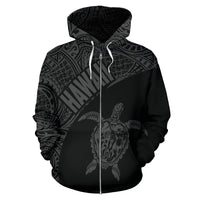 Hawaii Zip up Hoodie Hawaii Turtle Mermaid Polynesian Tattoo Gray Version - Polynesian Pride
