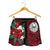 Tahiti Polynesian Women's Shorts - Hibiscus and Sea Turtle (Red) - Polynesian Pride