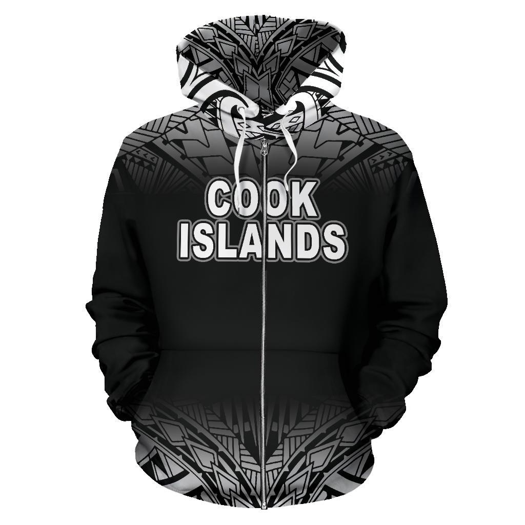 Cook Islands Polynesian Zip up Hoodie Fog Black - Polynesian Pride