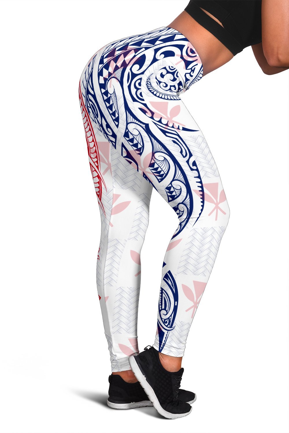 Hawaiian Kanaka Women's Leggings Flag Nation Demodern White AH White - Polynesian Pride