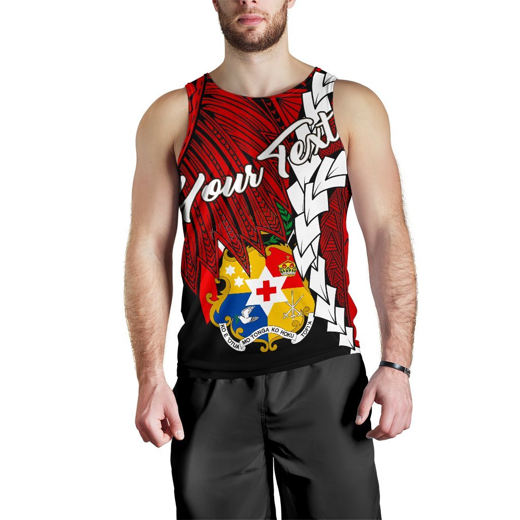 Tonga Polynesian Custom Personalised Men's Tank Top - Tribal Wave Tattoo Flag Color - Polynesian Pride