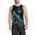 Guam Polynesian Men Tank Top - Turtle With Blooming Hibiscus Tuquoise - Polynesian Pride