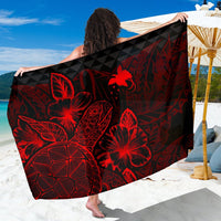 Papua New Guinea Sarong - Turtle Hibiscus Pattern Red Women One Size Red - Polynesian Pride