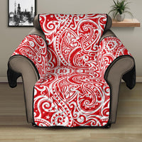 Tonga Chair Sofa Protector - Red Color Patterns Poly 28" Recliner Black - Polynesian Pride