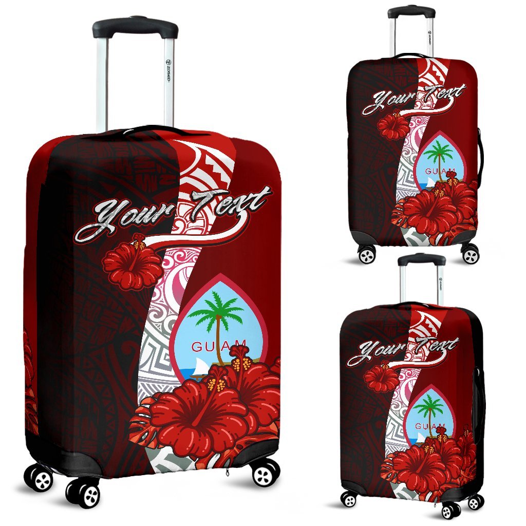 Guam Polynesian Custom Personalised Luggage Covers - Coat Of Arm With Hibiscus Red - Polynesian Pride