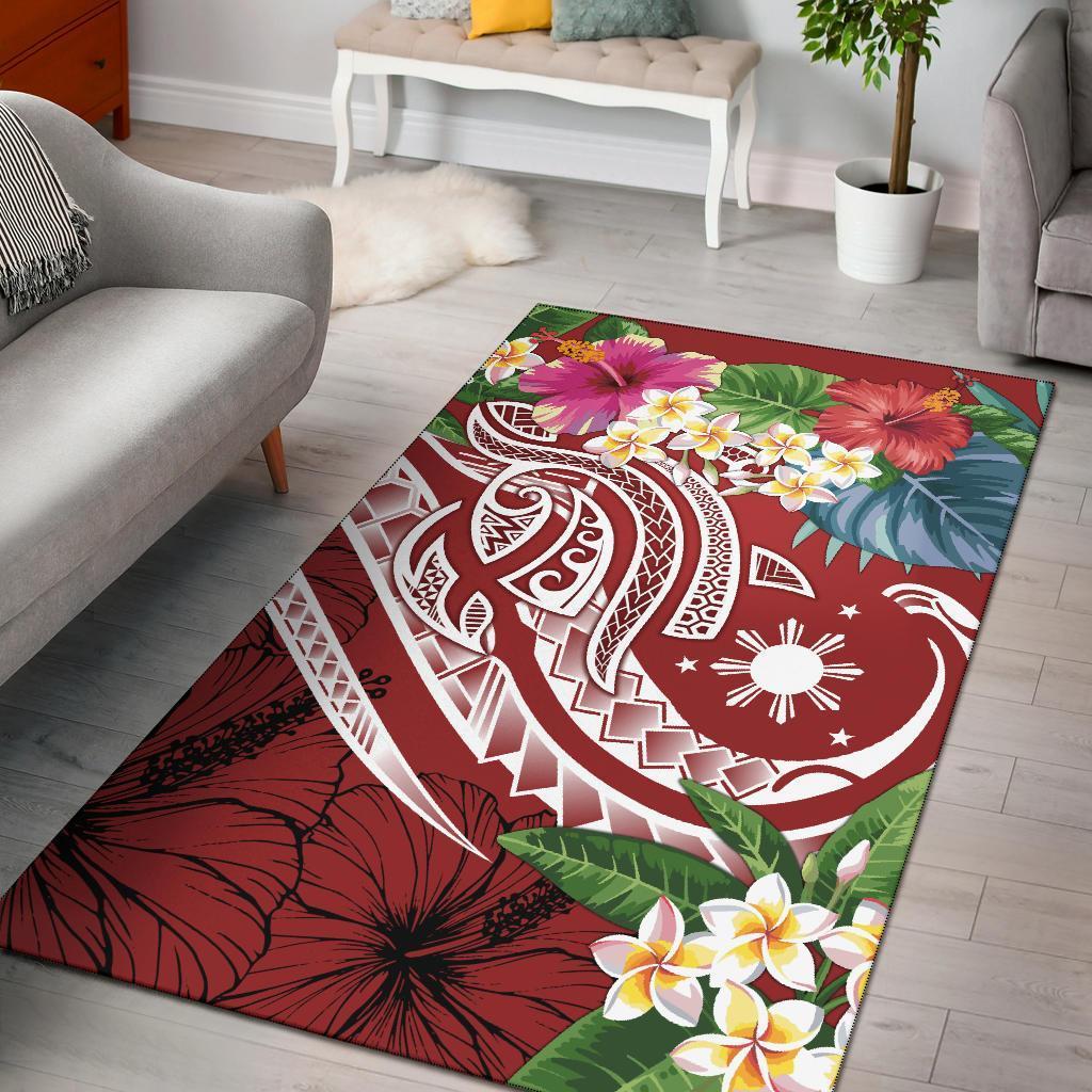 The Philippines Area Rug - Summer Plumeria (Red) Red - Polynesian Pride