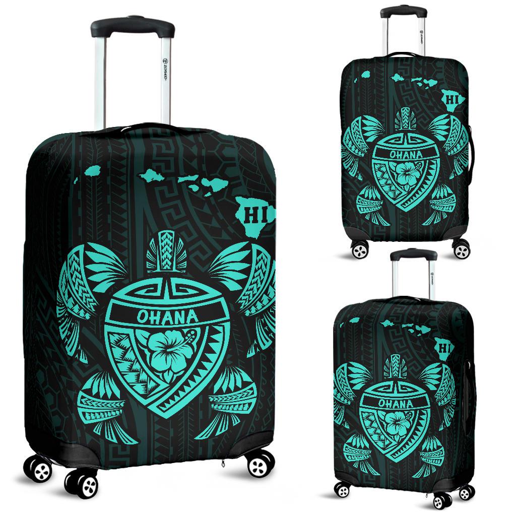 Hawaii Kakau Polynesian Turtle Map Luggage Covers - Turquoise Turquoise - Polynesian Pride