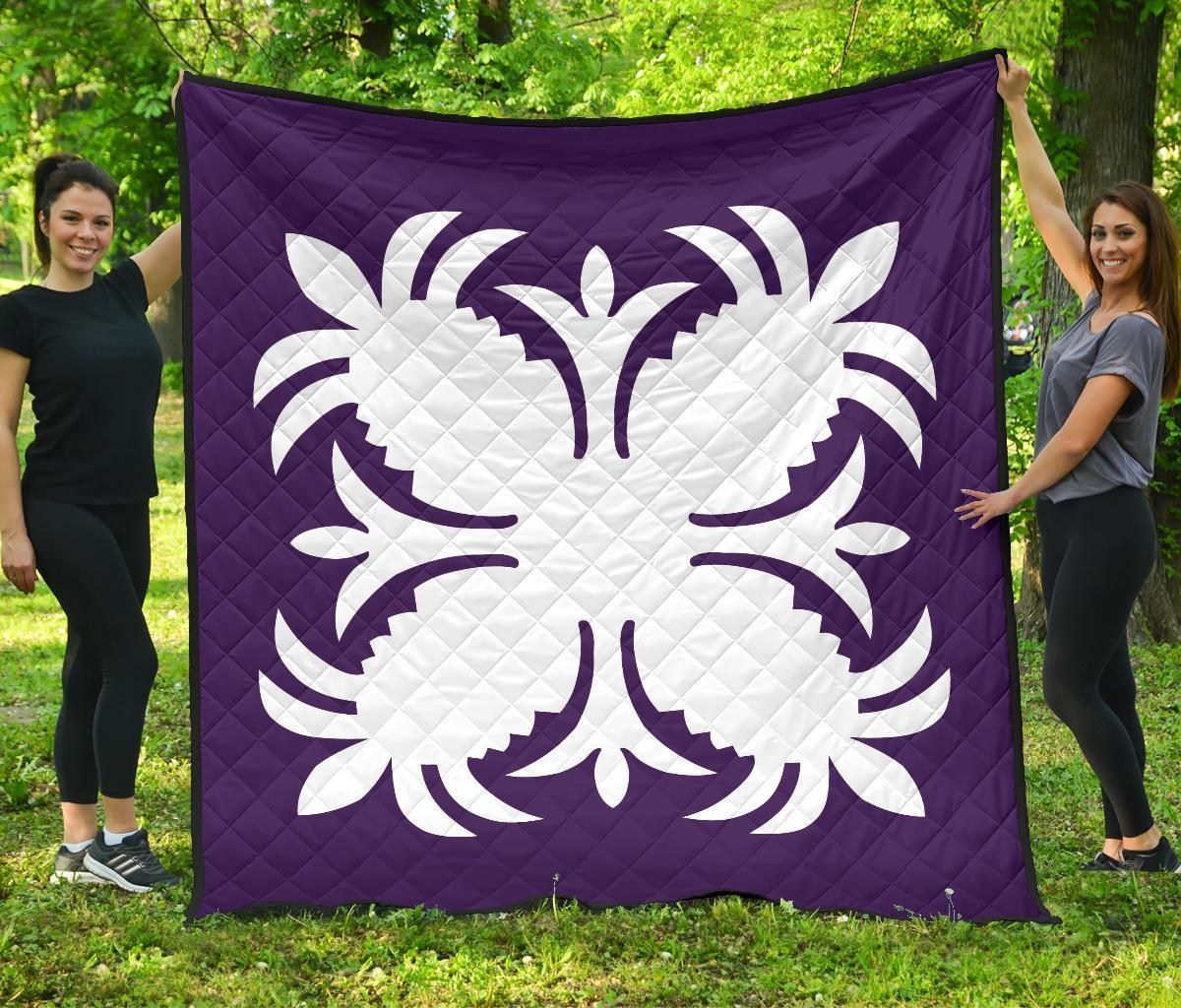 Hawaiian Premium Quilt Royal Pattern - Purple - A2 Style Purple - Polynesian Pride