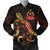 Vanuatu Polynesian Men's Bomber Jacket - Turtle With Blooming Hibiscus Gold Gold - Polynesian Pride