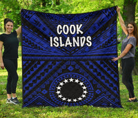 Cook Island Premium Quilt - Seal With Polynesian Tattoo Style ( Blue) - Polynesian Pride