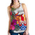 Tahiti Women's Racerback Tank Polynesian Hibiscus White Pattern - Polynesian Pride