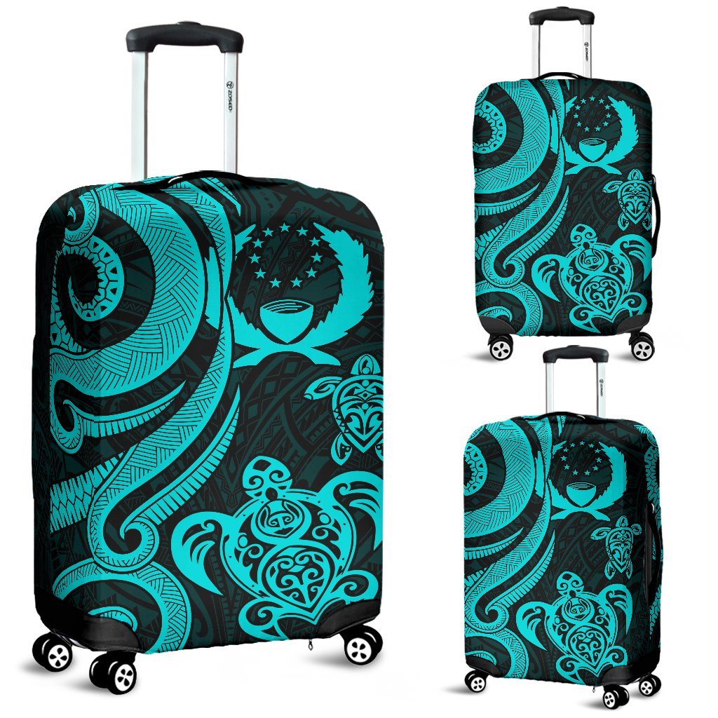 Pohnpei Micronesian Luggage Covers - Turquoise Tentacle Turtle Turquoise - Polynesian Pride