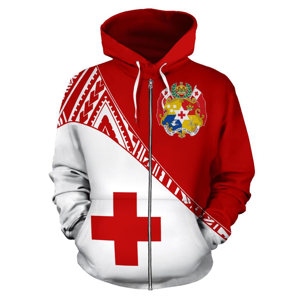 Tonga All Over Zip up Hoodie Split Style - Polynesian Pride