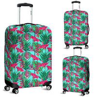 Tropical Strelitzia Blue Luggage Cover White - Polynesian Pride