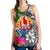 Tahiti Women's Racerback Tank White - Turtle Plumeria Banana Leaf - Polynesian Pride