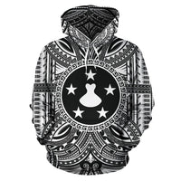 Austral Islands ll Over Hoodie ustral Islands Coat of rms Polynesian White Black Unisex Black - Polynesian Pride