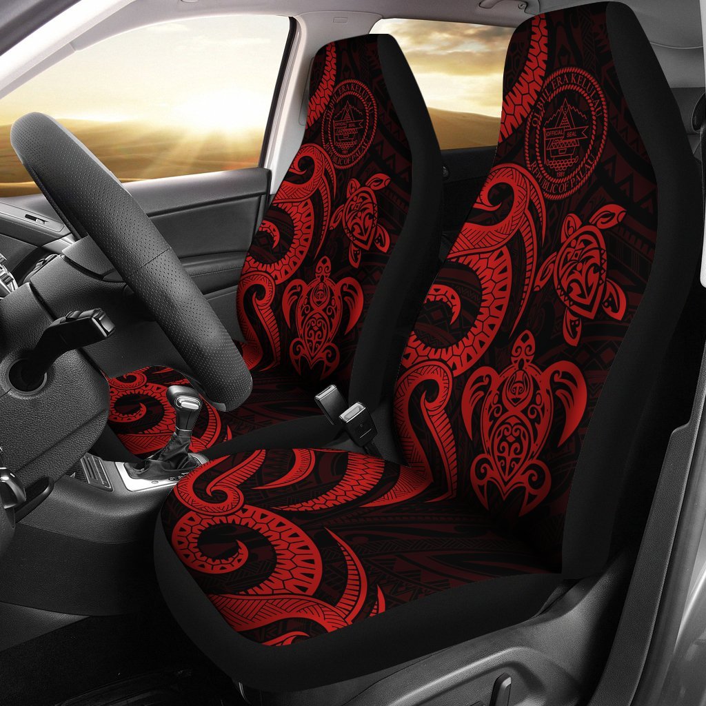 Palau Car Seat Covers - Red Tentacle Turtle Universal Fit Red - Polynesian Pride