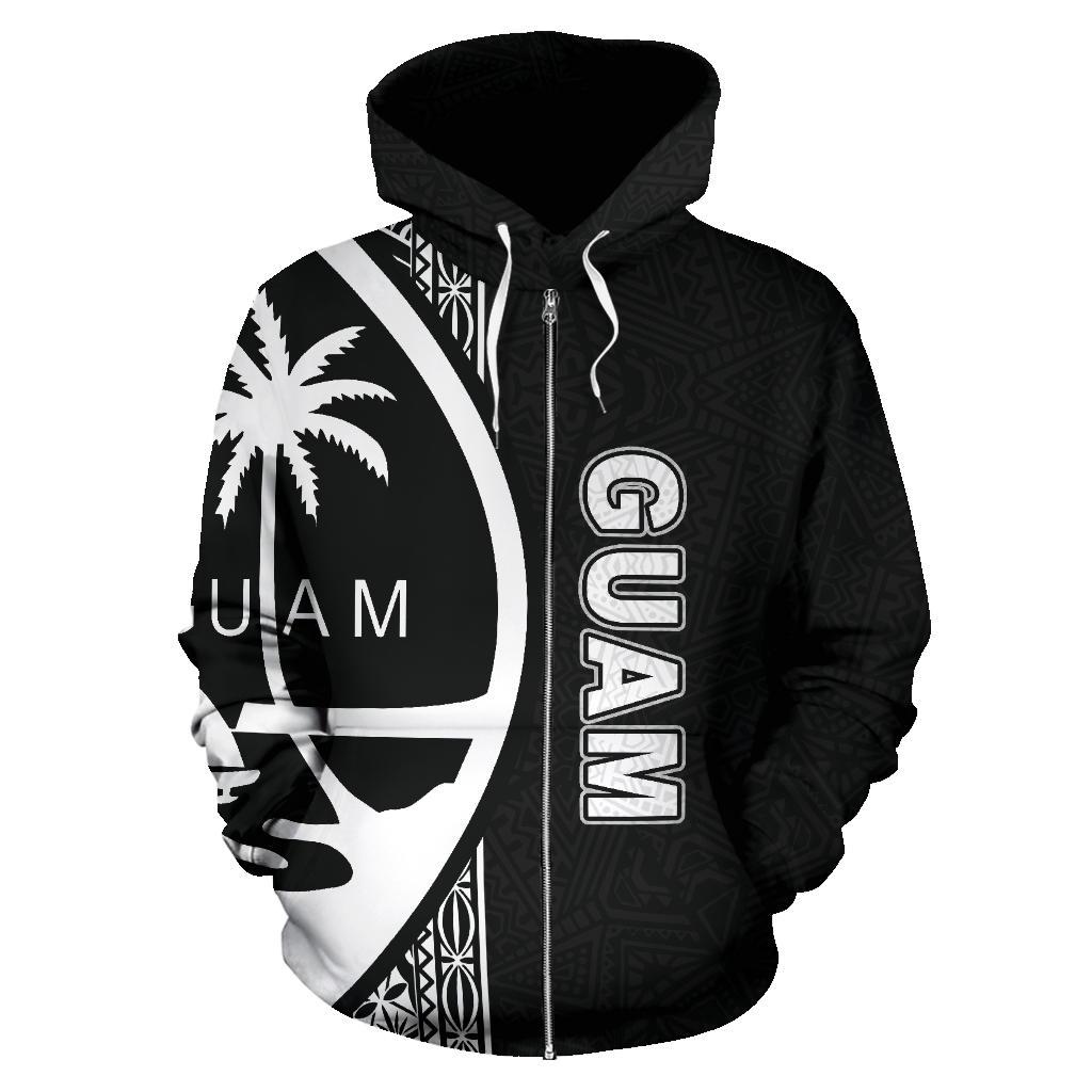 Guam Polynesian Zip up Hoodie White Line - Polynesian Pride