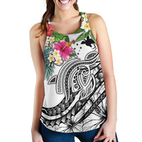 Papua New Guinea Polynesian Women's Racerback Tank - Summer Plumeria (White) - Polynesian Pride