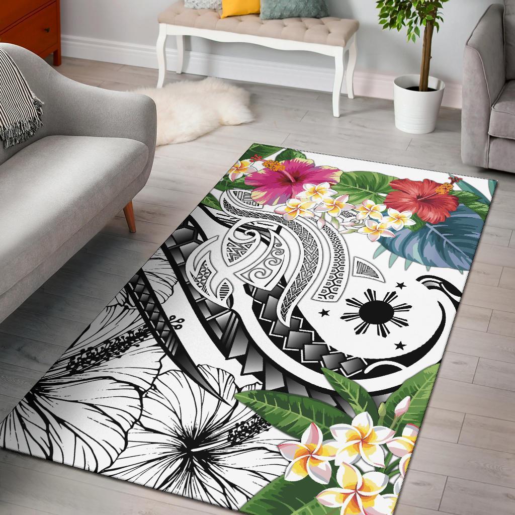 The Philippines Area Rug - Summer Plumeria (White) White - Polynesian Pride