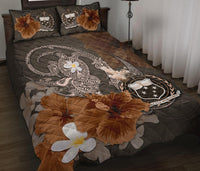 Samoa Quilt Bed Set - Hibiscus Turtle Tribal Brown - Polynesian Pride