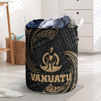 Vanuatu Polynesian Laundry Basket - Gold Tribal Wave One Style One Size Black - Polynesian Pride