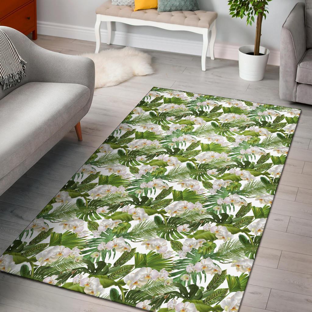 Tropical Plumeria White Rug White - Polynesian Pride