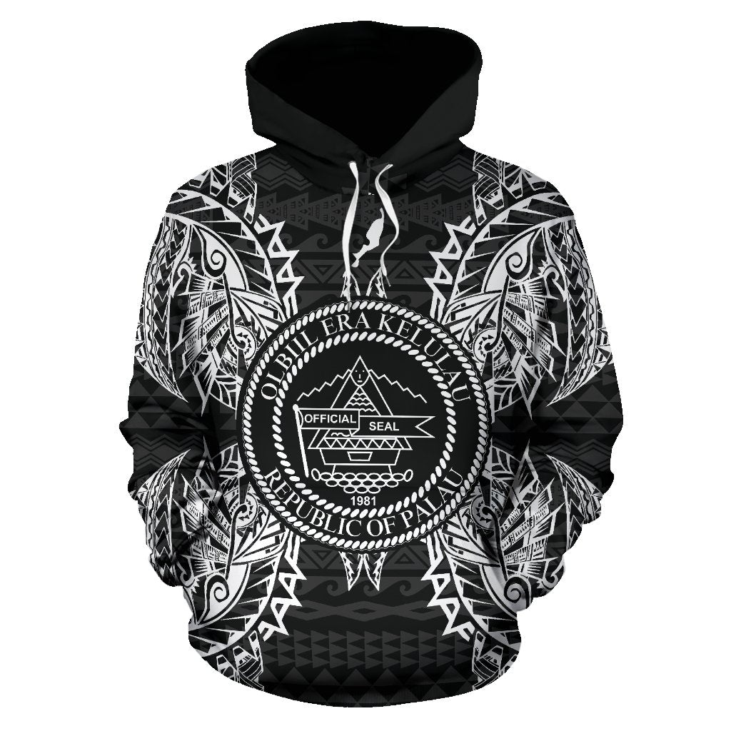 Palau Polynesian ll Over Hoodie Map Black - Polynesian Pride
