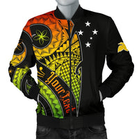 Papua New Guinea Personalised Men's Bomber Jacket - PNG Bird And Polynesian Decorative Pattern Reggae - Polynesian Pride