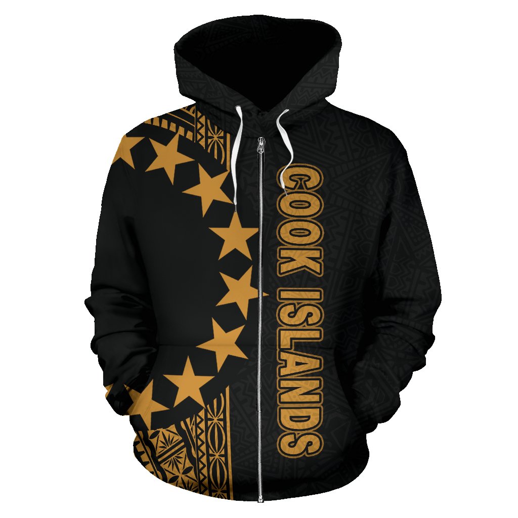 Cook Islands Polynesian Zip up Hoodie Line Gold - Polynesian Pride