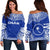 Chuuk Flag Polynesian Chief Women's Off Shoulder Sweater Blue - Polynesian Pride