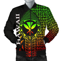 Hawaii Men's Bomber Jacket - Kanaka Maoli Rocket Style (Reggae) Black - Polynesian Pride