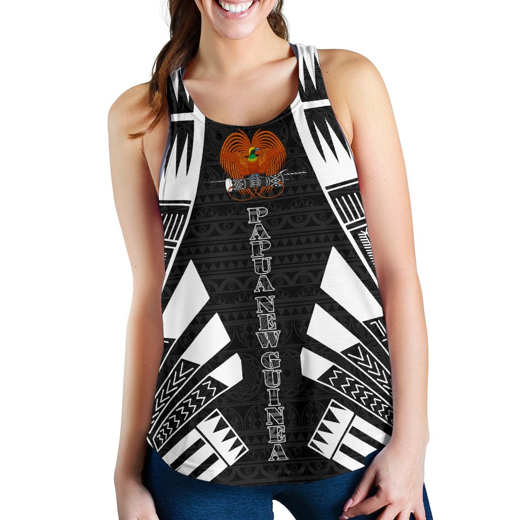 Papua New Guinea Women Racerback Tank - Polynesian Tattoo Black Black - Polynesian Pride