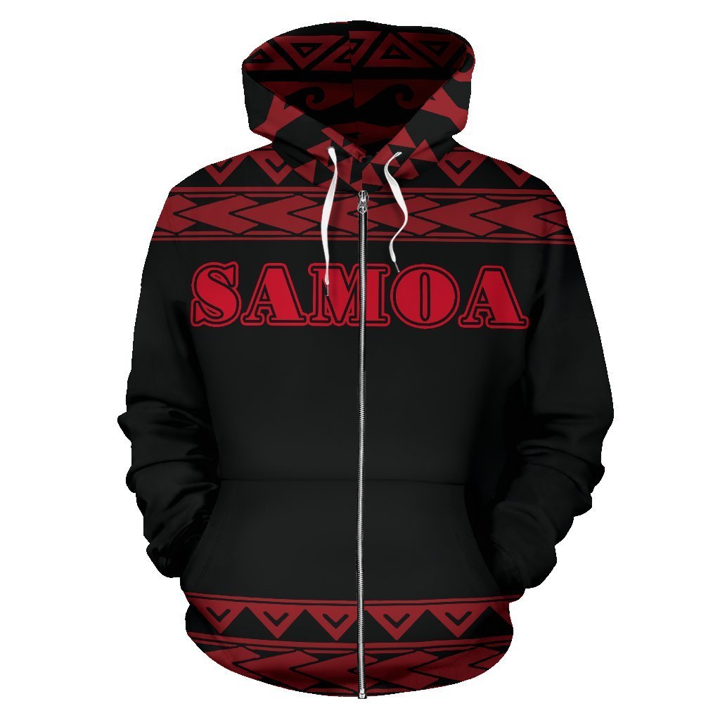 Samoan All Over Zip up Hoodie Polynesian Red Version - Polynesian Pride