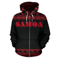 Samoan All Over Zip up Hoodie Polynesian Red Version - Polynesian Pride
