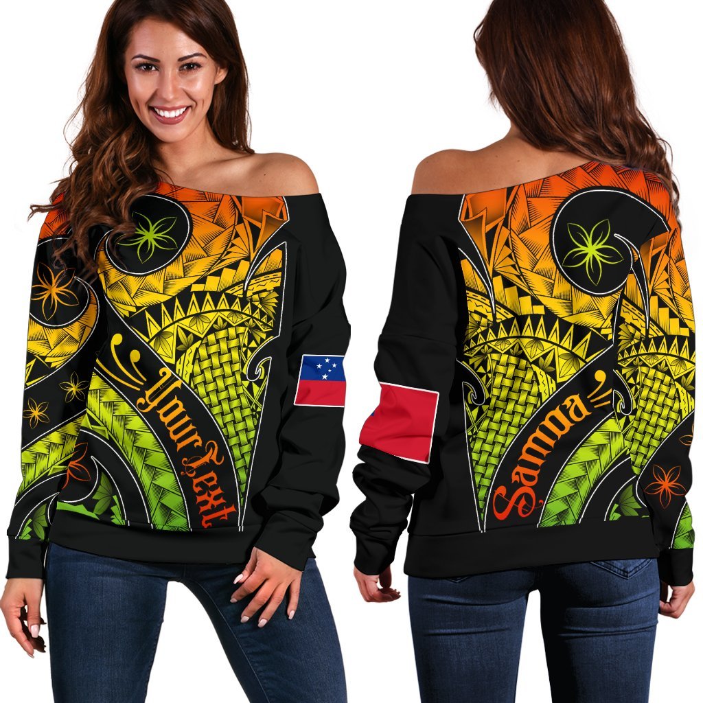 Samoa Personalised Women's Off Shoulder Sweater - Samoa Polynesian Decorative Patterns - Polynesian Pride