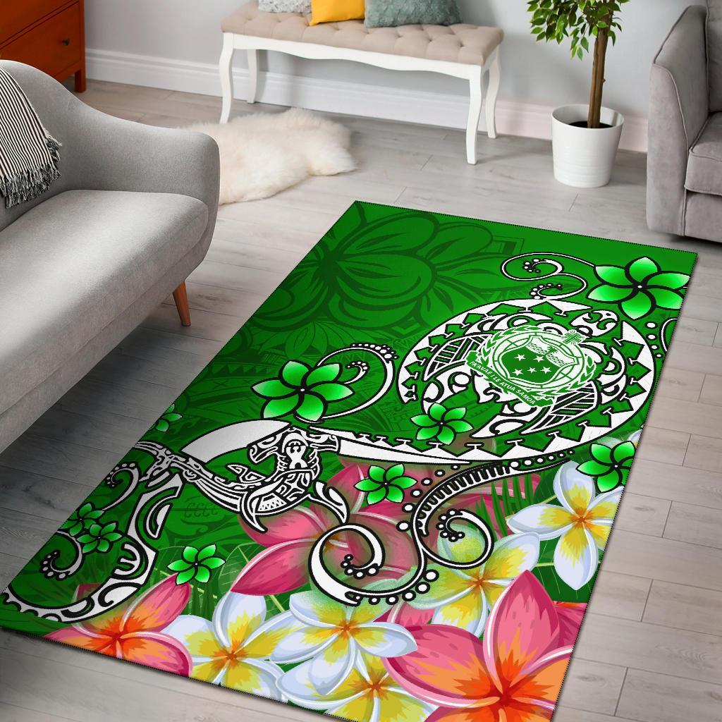 Samoa Area Rug - Turtle Plumeria (Green) Green - Polynesian Pride