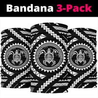 Hawaiian Turtle Map Black White Bandana 3 - Pack - Polynesian Pride