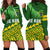 Cook Islands Rugby Women Hoodie Dress Coconut Leaves - The Kuki's Green - Polynesian Pride