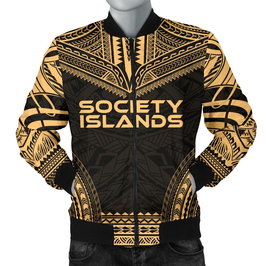 Society Islands Polynesian Chief Men's Bomber Jacket - Gold Version Gold - Polynesian Pride