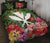 Kanaka Maoli ( Hawaiian) Quilt Bed Set - Coat Of Arms Tropical Flowers And Banana Leaves - Polynesian Pride