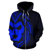 Sua Lions Pride Polynesian Warrior Zip up Hoodie Blue Color - Polynesian Pride