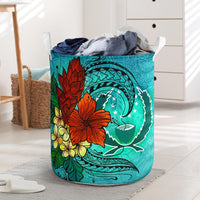 Pohnpei State Laundry Basket - Tropical Flowers Style Laundry Basket - Pohnpei State One Size Blue - Polynesian Pride