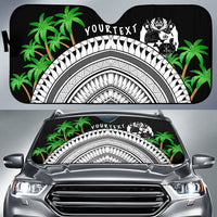 Tonga Custom Personalised Auto Sun Shades - Ginger Lei Pattern Auto Sun Shade Universal Fit BLACK - Polynesian Pride