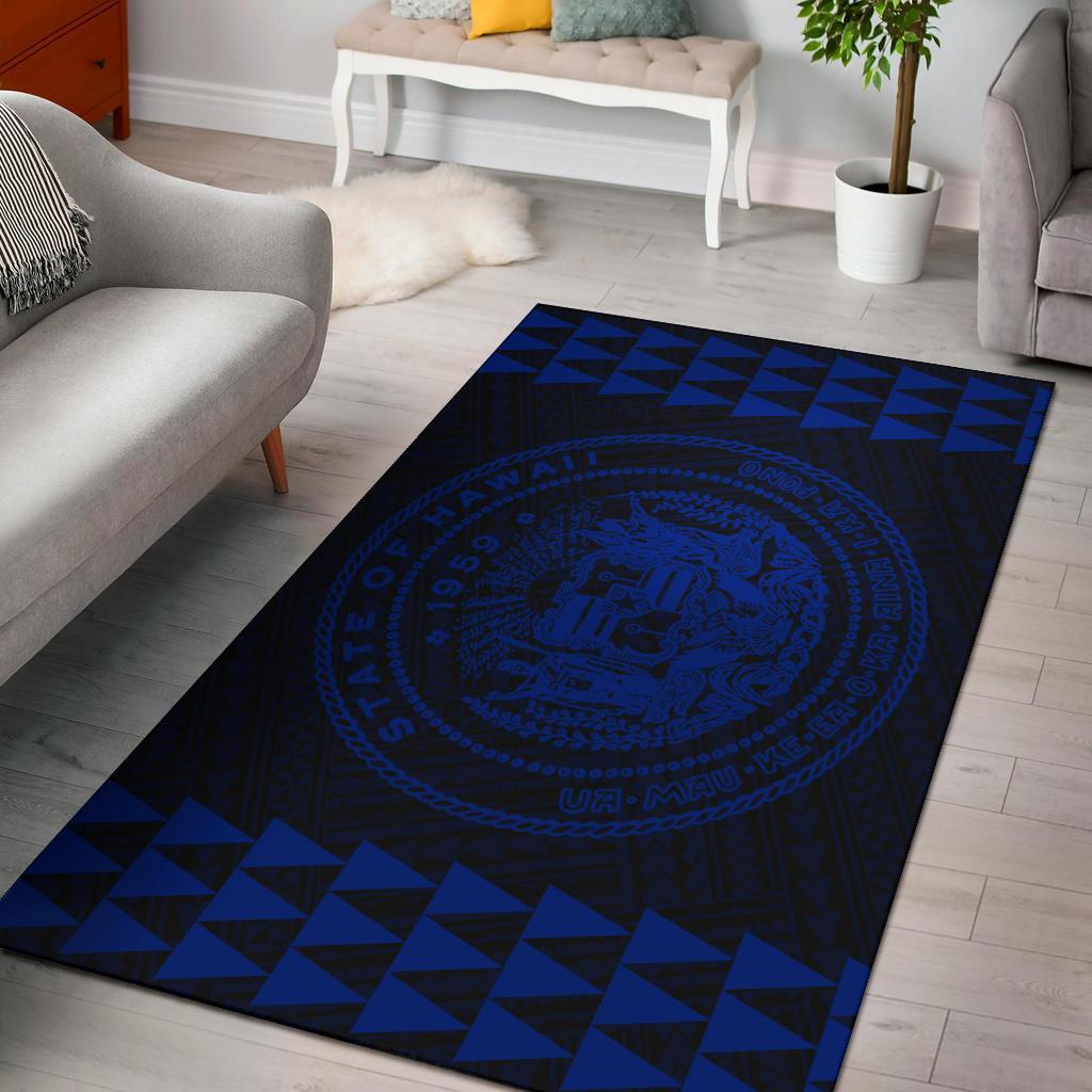 Kakau Seal Of Hawaii Polynesian - Blue Rug Blue - Polynesian Pride