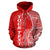 Niue Polynesian Custom Zip up Hoodie Coconut Red White - Polynesian Pride