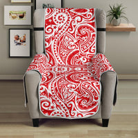 Tonga Chair Sofa Protector - Red Color Patterns Poly 23" Chair White - Polynesian Pride