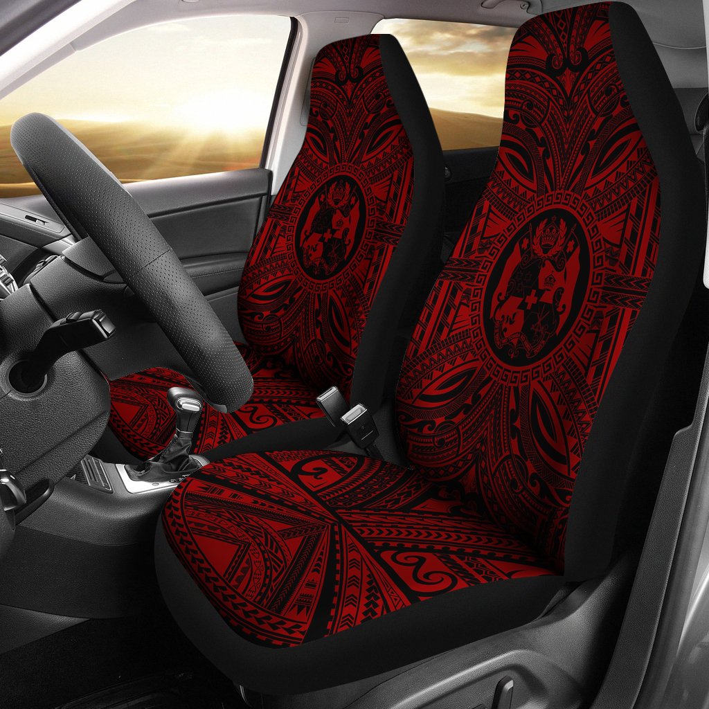 Tonga Car Seat Cover - Tonga Coat Of Arms Polynesian Red Black Universal Fit Red - Polynesian Pride